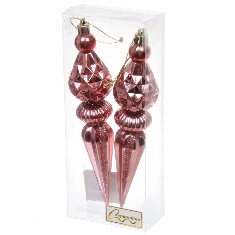 Ёлочные игрушки «Сказочная сосулька» 17,8 см, Розовое золото (набор 2 шт)
