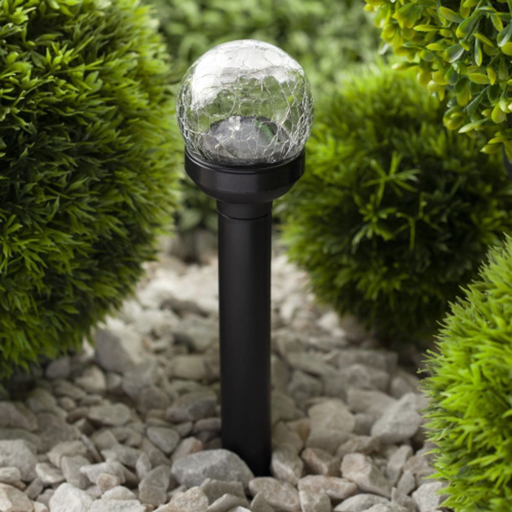 SL-PL33-CRAC ЭРА Садовый светильник на солнечной батарее, пластик,стекло, черный, 33 см