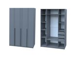Шкаф 4-х створ. с 3-мя ящиками Ольга-6 серый шифер
