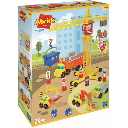 Ecoiffier Abrick - Конструктор с краном + 4 машины + 2 фигурки 2999 г. / артикул   2999  / GTIN 3280250029991