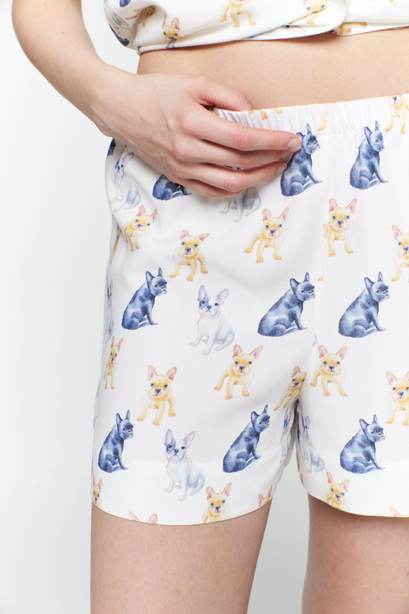 Шорты из вискозы с французскими бульдогами