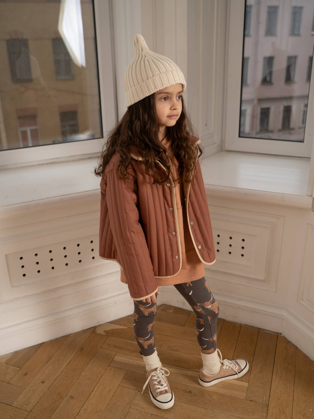 Куртка стёганая двухсторонняя Mjölk Terracotta/Beige