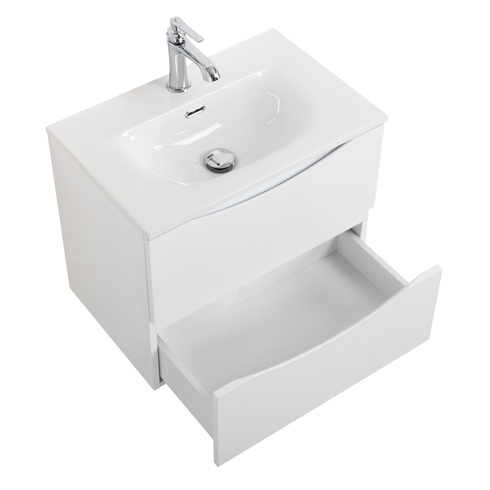 Тумба с раковиной подвесная BelBagno MARINO-CER-MINI-600-2C-SO-BO-P Bianco Opaco, раковина белая BB-8099-3-60