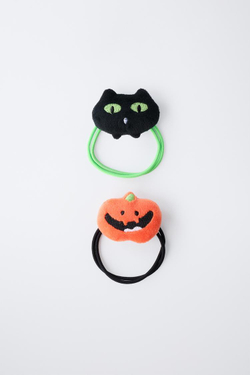 ZARA НАБОР ИЗ ДВУХ РЕЗИНОК ДЛЯ ВОЛОС «ТЫКВА И КОТ», ОРАНЖЕВЫЙ