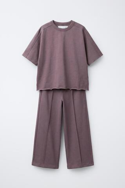 ZARA КОМПЛЕКТ ИЗ ФУТБОЛКИ И БРЮК КЮЛОТ HEAVY WEIGHT С ДЕКОРАТИВНЫМИ ШВАМИ, ТЕМНО-РОЗОВЫЙ