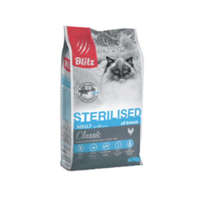Сухой корм для стерилизованных кошек с курицей Blitz Classic Chicken Adult Sterilised Cat All Breeds 2кг