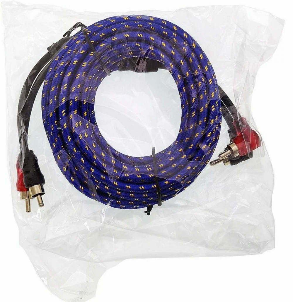 Межблочный кабель RCA 2x2 (5.0м) в оплетке угловой Master SoundStar