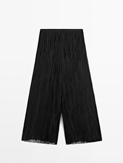 Massimo Dutti Широкие брюки со складками, черный