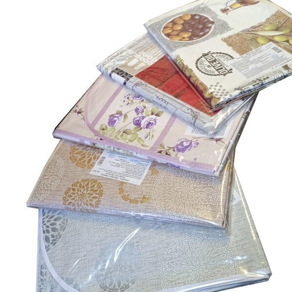 Скатерть МАЖОР с бейкой 135*160 неткан.основа с ПВХ покрытием Микс расцветок