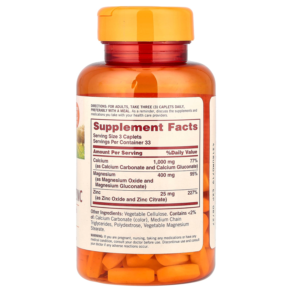 Sundown Naturals, кальций, магний и цинк, 100 капсуловидных таблеток