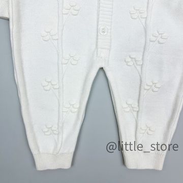 Комбинезон вязаный с шапочкой "Нежность", молочный