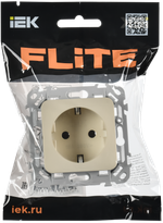 FLITE Розетка с заземлением без защитных шторок безвинтовое крепление 16А РС11-1-ФлСл сливочный IEK