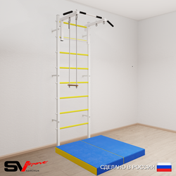 Шведская стенка Sv Sport усиленная 6124 (Турник стандарт/Трапеция/Мат 1м)