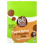 BHU Foods, Веганский протеиновый батончик, арахисовая паста и шоколадная крошка, 12 батончиков по 45 г (1,6 унции)