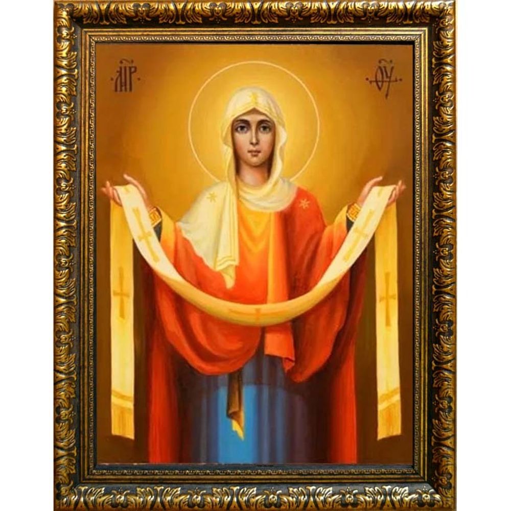 Покров Богородицы. Икона на холсте.