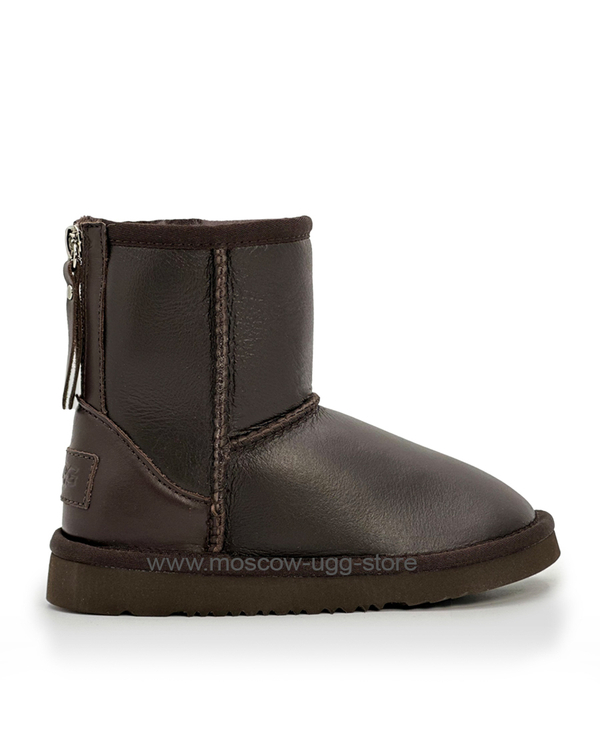 KIDS CLASSIC SHORT ZIP LEATHER chocolate