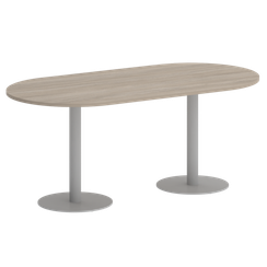 Home Office Стол овальный VR.SP-5-180.1 Дуб Аттик/Металл Серый 1800*900*753