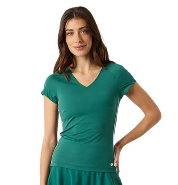 Женская теннисная футболка Björn Borg Ace V-Neck - posy green