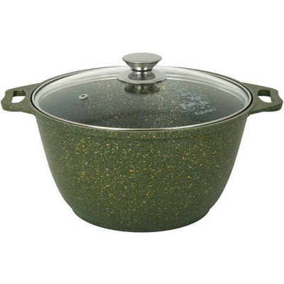 Кастрюля алюминий, антиприг, 4 л, с крыш, крышка стекло, Kukmara, Trendy style, к41tsml, малахит