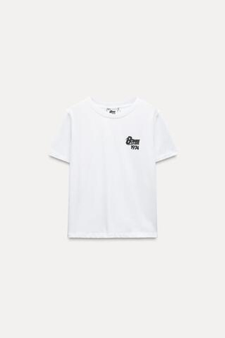 ZARA ФУТБОЛКА С ПРИНТОМ «ДЭВИД БОУИ», БЕЛЫЙ