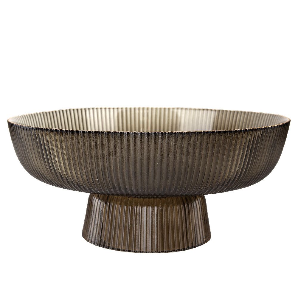 Блюдо на ножке "Frost stripe" (серое) d=25,7 см h=11,5см (стекло) (транспортная упаковка)