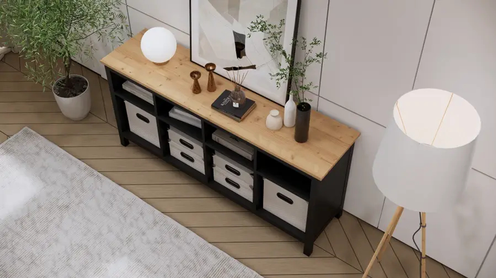 Стол-консоль - аналог IKEA HEMNES / ХЕМНЭС/ ХЕМНЕС / КЫМОР / ИКЕА 157х74х40 см, чёрный/светло-коричневый