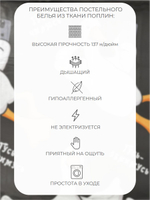 Пододеяльник 175х210 2-спальный Поплин Хлопок Гуси на темном фоне
