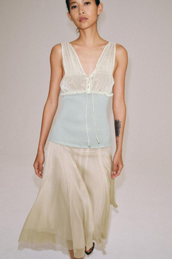 ZARA КОМБИНИРОВАННЫЙ ТОП, ГОЛУБОЙ