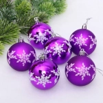 Новогодние шары «Снежный шарм» 6 см (набор 6 шт), Фиолетовый