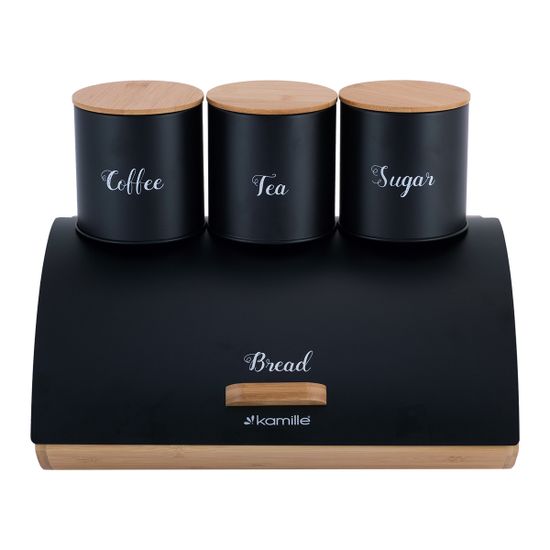 Набор Хлебница с емкостями для хранения Kamille KM 1118 бамбук, нержавеющая сталь