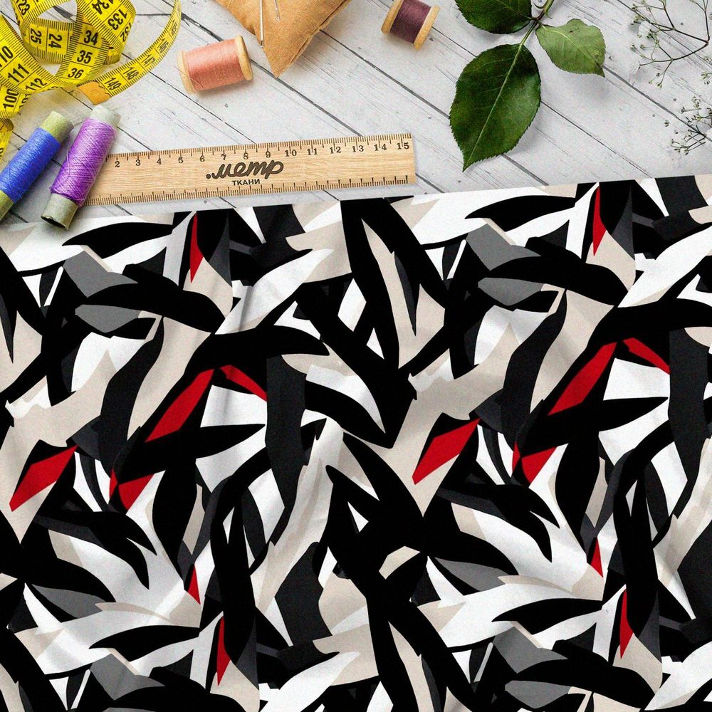 Ткань премиум дюспо абстрактные иллюзии