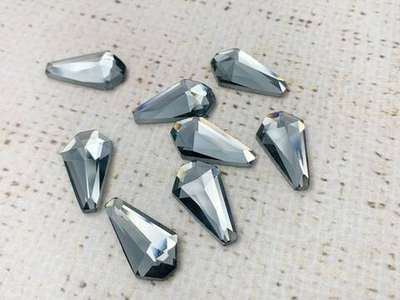 Стразы стекло клеевые, р. 2х1 см, серый