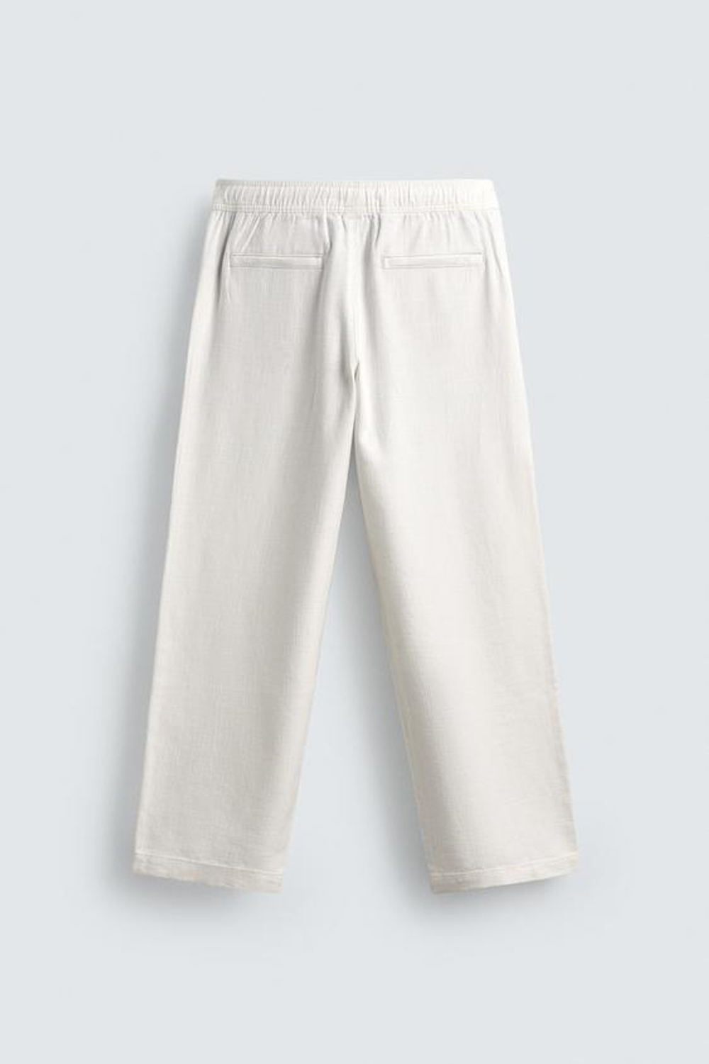 ZARA БРЮКИ RELAXED FIT С РЕЛЬЕФНОЙ СТРУКТУРОЙ, ЖЕЛТОВАТО-БЕЛЫЙ