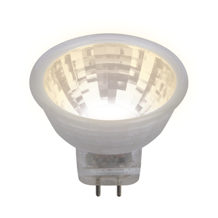 LED-MR11-3W-WW-GU4 GLZ21TR Лампа светодиодная. 12V. Прозрачная. Теплый белый свет 3000K. Картон. ТМ Uniel.