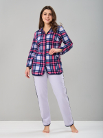 Пижама с брюками КБ-002/клеткасерая-малина