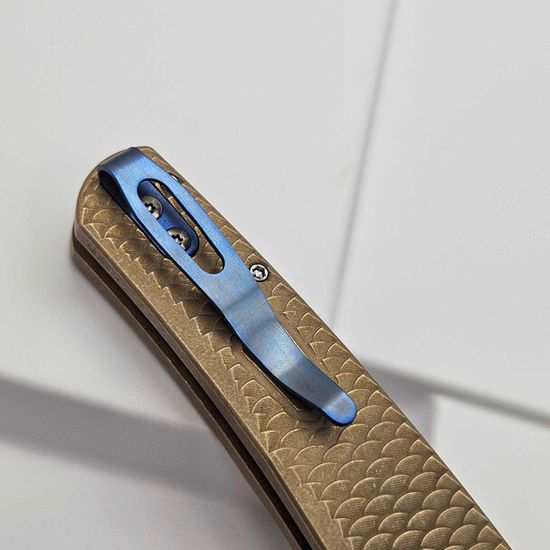 Нож лимитированный складной Pro-Tech MALIBU Reverse Tanto Custom - сталь Damasteel , рукоять алюминиевая бронза, мозаичная кнопка