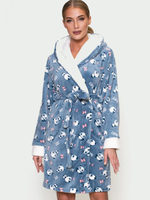 Теплый халат с капюшоном (Размер: XL) (Цвет: грязно-синий)