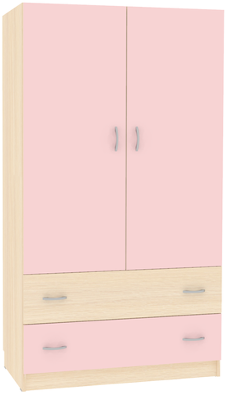Шкаф 2-х створчатый КарИВи Кадет  Дуб Молочный Розовый