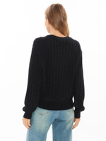 Женская вязаная кофта черная на пуговицах