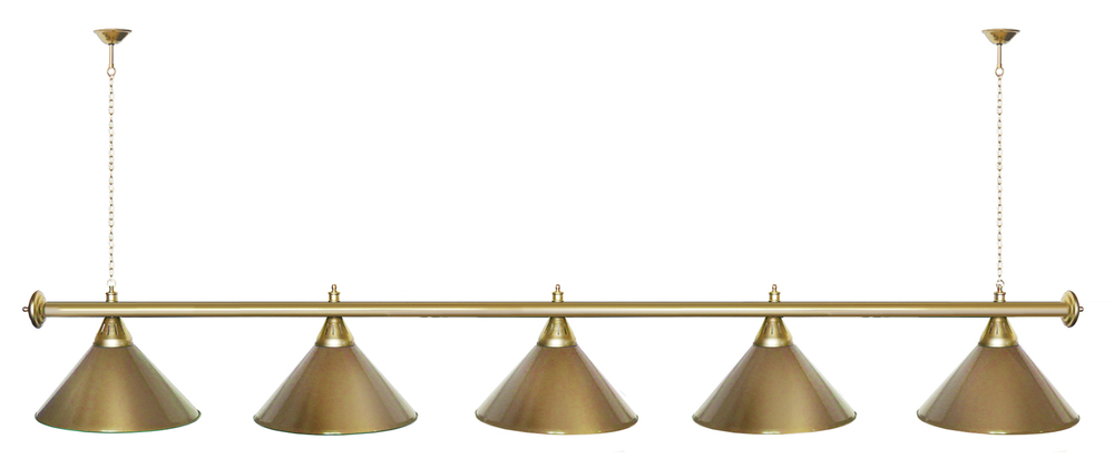 Лампа STARTBILLIARDS 5 пл. (плафоны зеленые,штанга золотая,фурнитура золото)