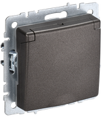 BRITE Розетка 1-местная с заземлением с защитными шторками и крышкой 16А IP44 РСбш10-3-44-БрТБ темная бронза IEK