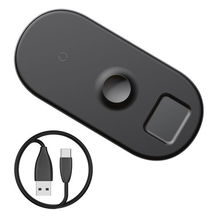 Беспроводная зарядка Baseus Smart 3in1 Wireless Charger For Phone+Watch+Pods 18W