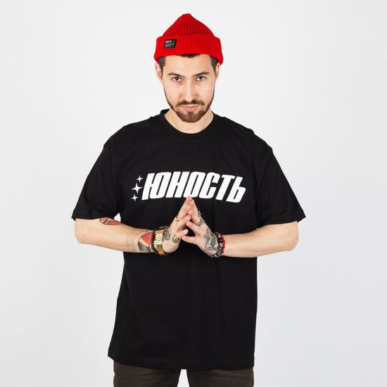 Футболка ЮНОСТЬ™ «Tri-Stars» - белый лого Черный