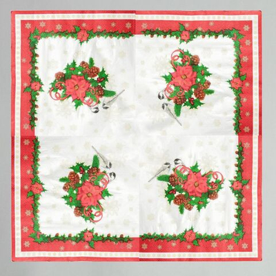 Новый год! Салфетки бумажные «Птички», набор 20 шт., 33х33 см