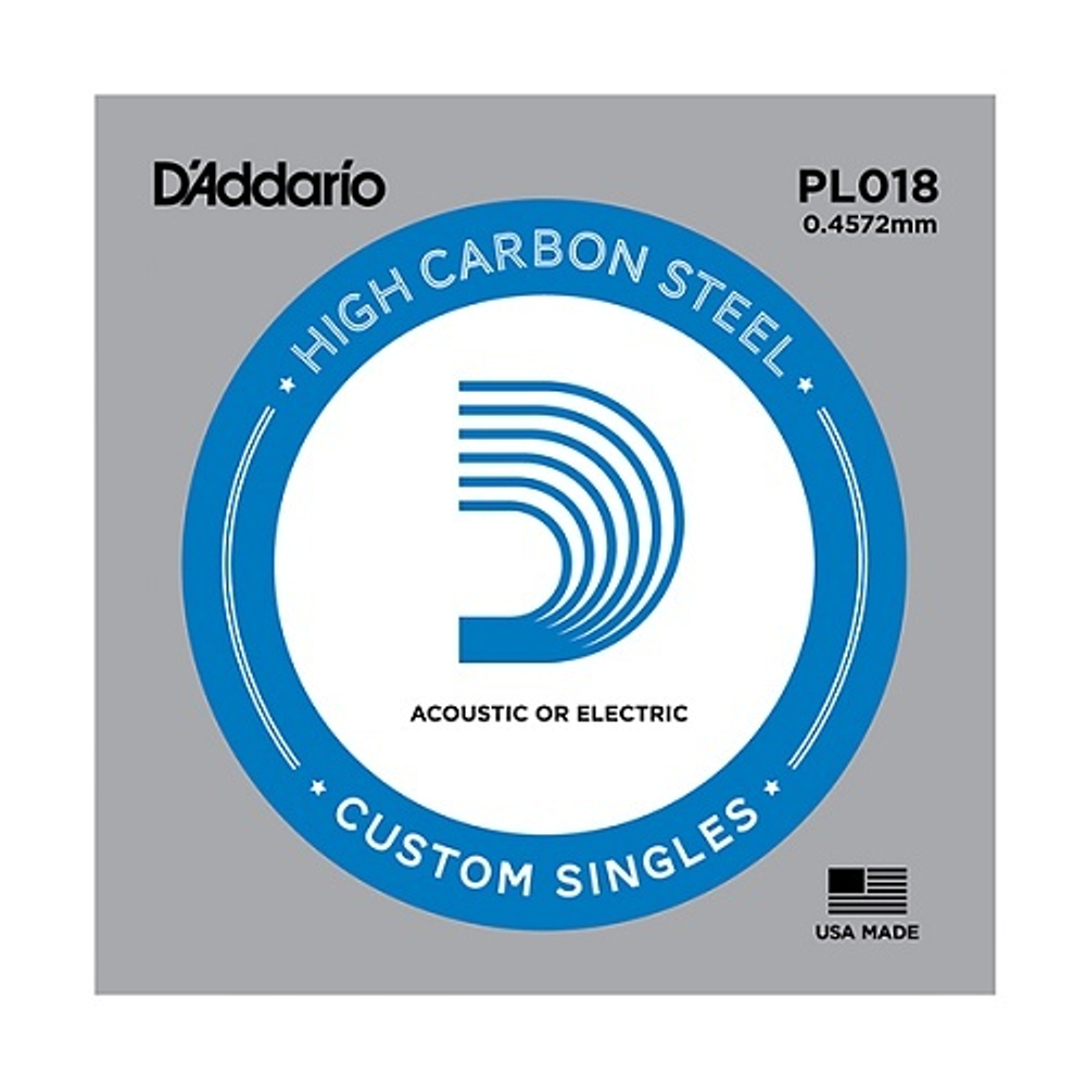 D`ADDARIO PL018 Plain Steel Отдельная струна без обмотки, сталь, .018.