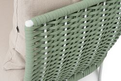"Фиджи" диван 3-местный плетеный из роупа, каркас алюминий светло-серый (RAL7035) муар, роуп зеленый (KT18-0024) 15 мм tex, ткань Mossle бежевая (160)