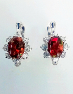 Серьги Эстерелла с опалом и фианитом, серебро 925 проба, родирование/Ф