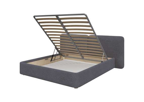 Кровать двуспальная Hub Soft 180 см (серый, букле)