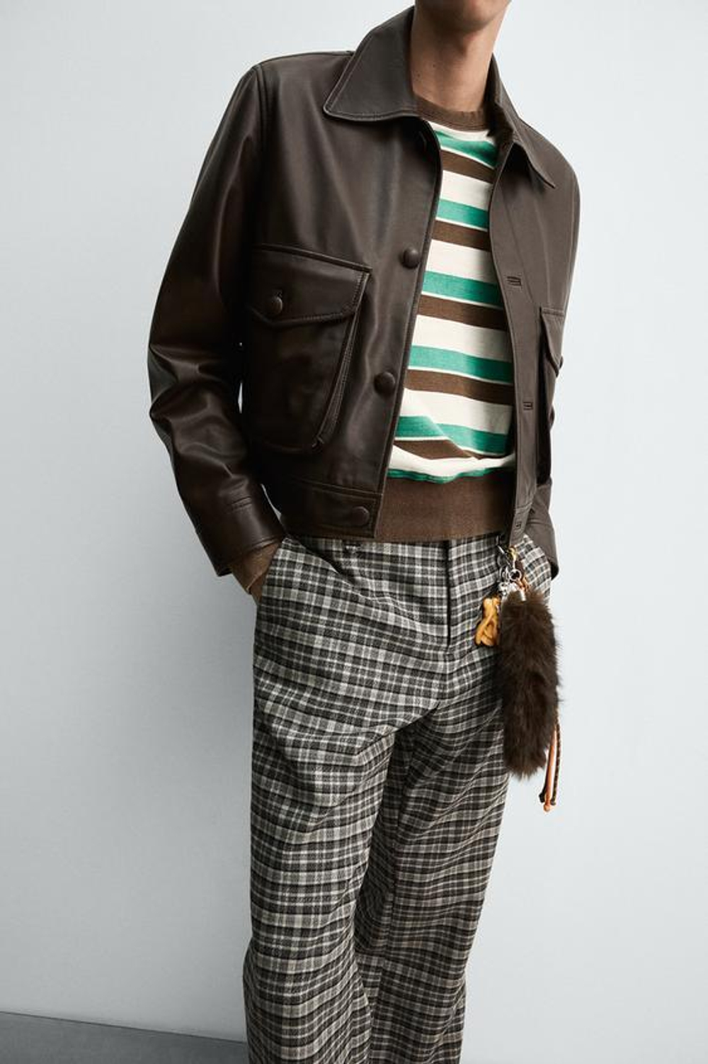 ZARA HARRY LAMBERT X DISNEY КОЖАНАЯ КУРТКА, ТЕМНО-КОРИЧНЕВЫЙ