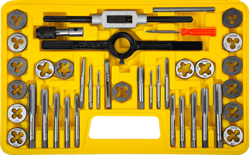 STAYER MaxCut 40 предметов, набор метчиков и плашек, инструментальная сталь